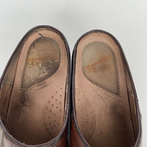 Dansko Leather Slip On Closed-Toe Block Heel Casual Mules Sandals Brown 37 - Picture 6 of 8